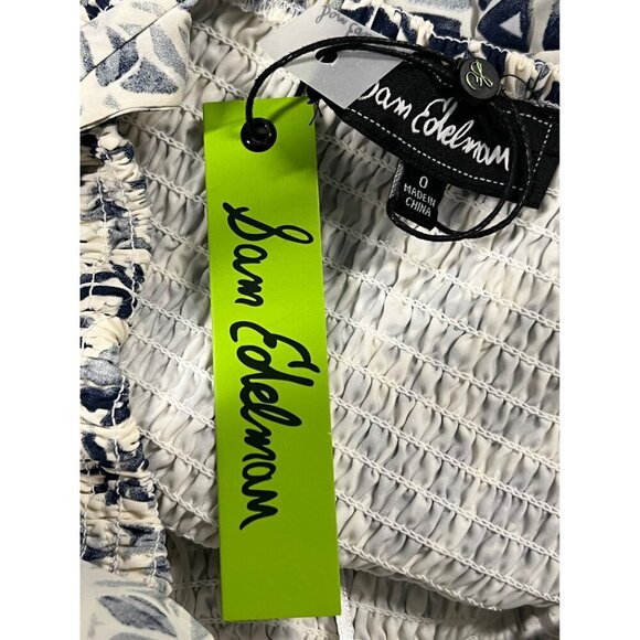 Sam Edelman Women Dress Size 0 Smock Tier Maxi Dress Navy White Abstract NWT New - Picture 8 of 9